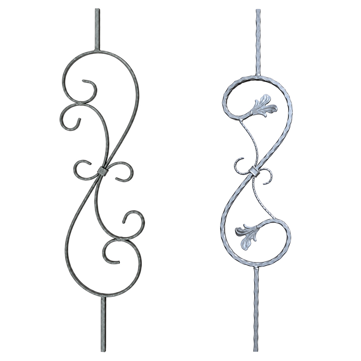 Accesorio Floral de Hierro Forjado para Escalera Modelo 633, Tipo S Soldable y Sólido, para Escalera