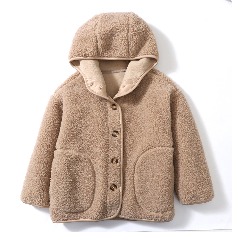 Abrigo de lana de cordero para niños entre padres e hijos adultos usable mediano y niños grandes otoño e invierno abrigo engrosado forrado de lana nueva llegada se puede enviar en nombre