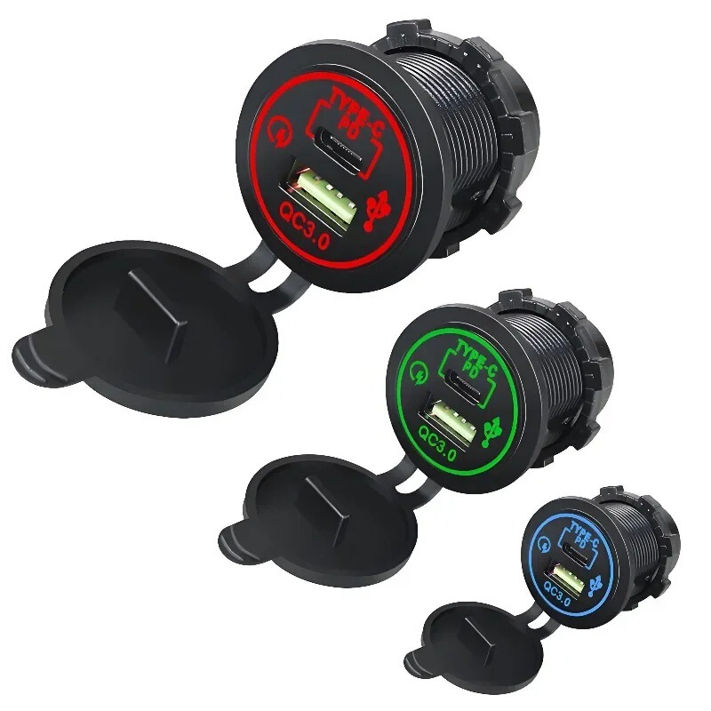 防水车载充电器改装快充TYPE-C接口智能手机QC3.0+PD3.0转换插头|undefined