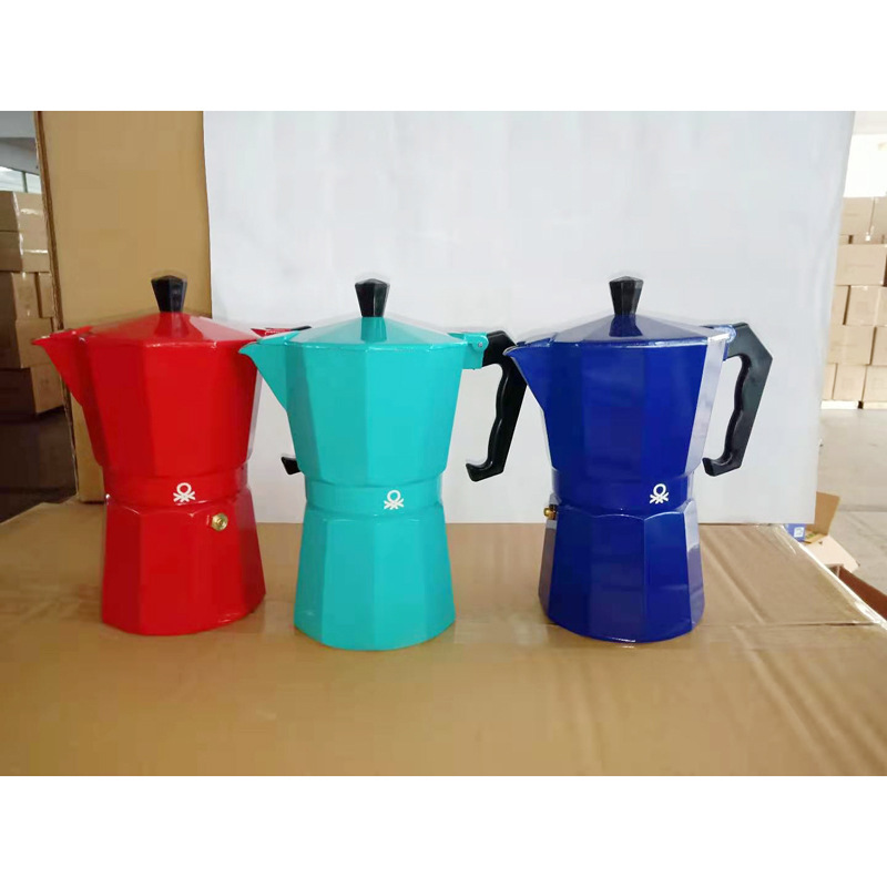 Classic color aluminum mocha pot octagonal pot boiled freshly ground coffee powder espresso Italian hand coffee machine