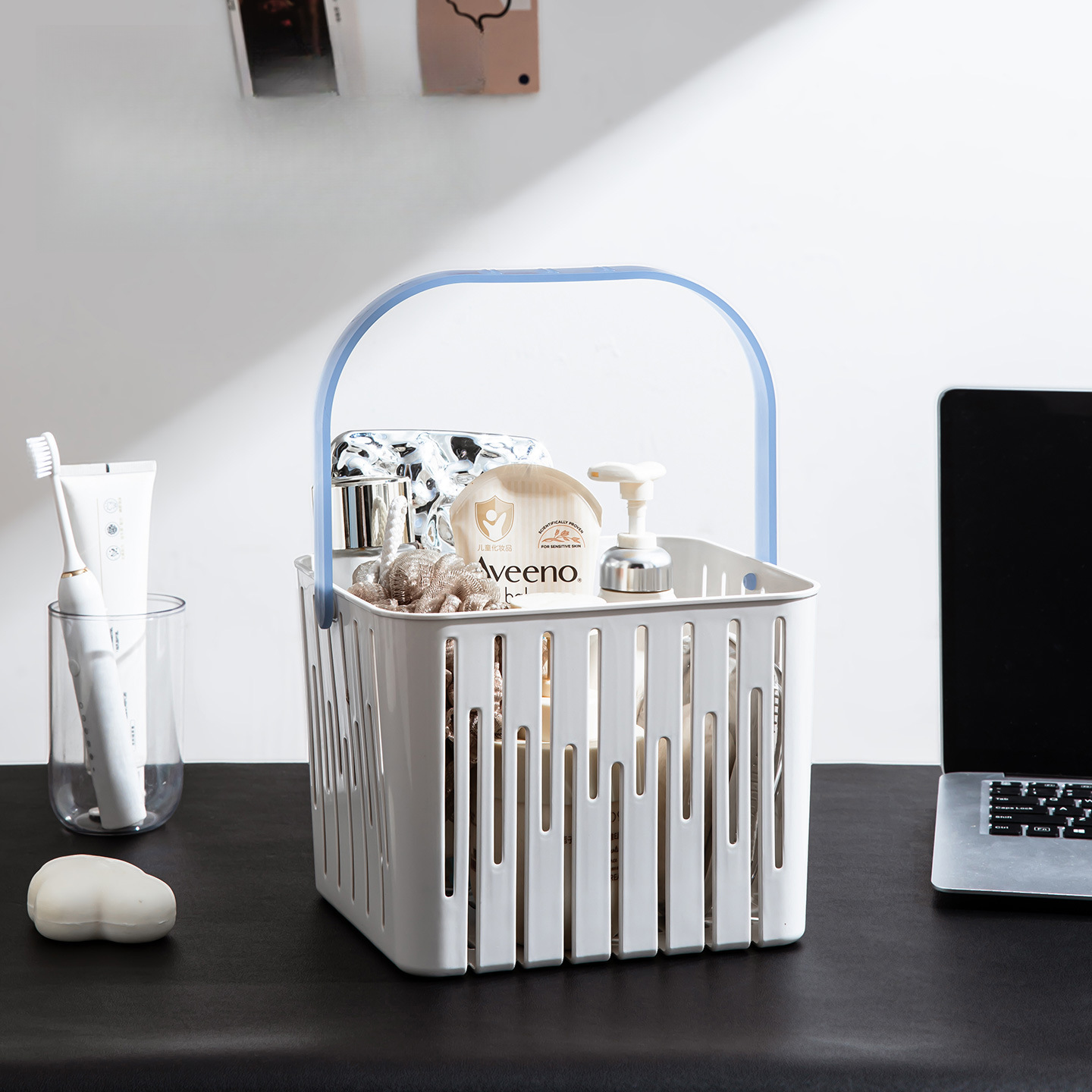 洗澡提篮手提篮拎篮子洗浴筐洗漱筐浴室用品收纳盒女男士澡蓝宿舍