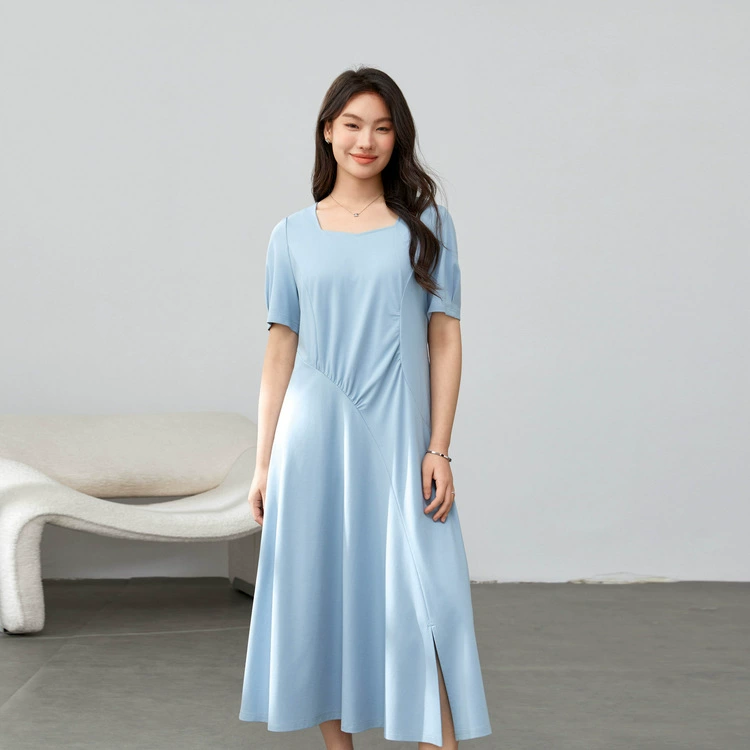 [Интеллектуальный темперамент модное платье с квадратным вырезом] Слепое шоу большой размер женский толстый mm2025 летнее платье новый