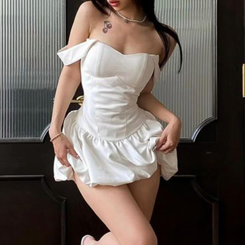 法式浪漫纯欲风后背绑带蝴蝶结露背束要少女款花苞吊带连衣裙新款|undefined