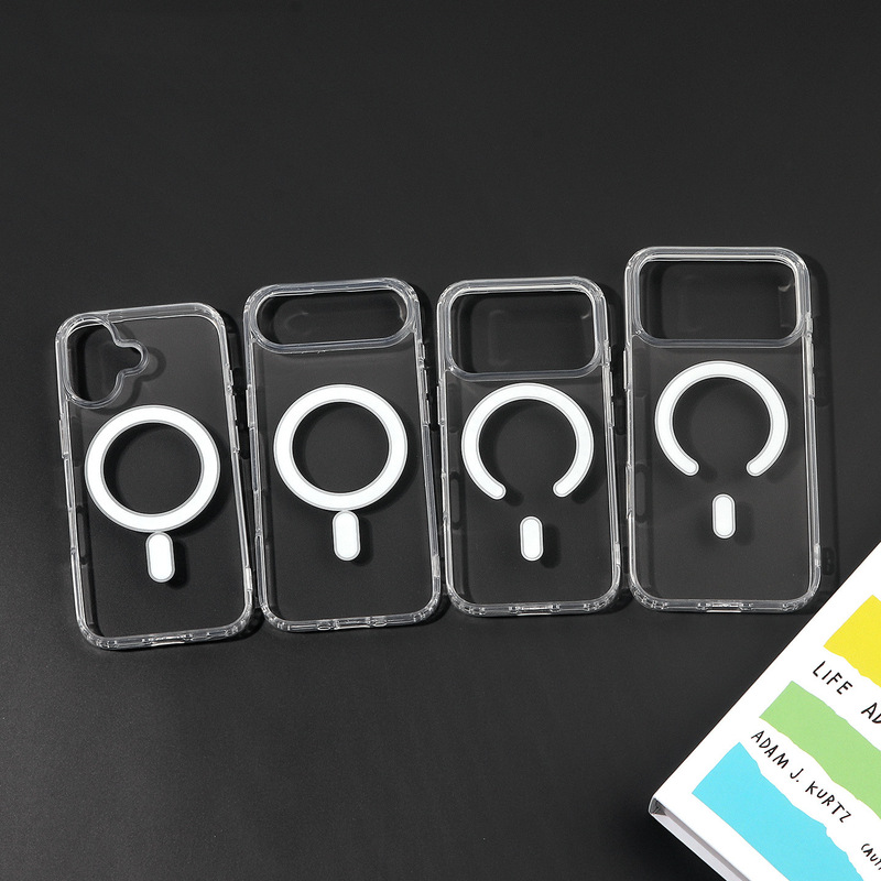 Magsafe Wireless Charging Is Suitable for iPhone Apple 17Pro Transparent Acrylic Two-In-One Magnetic Phone Case