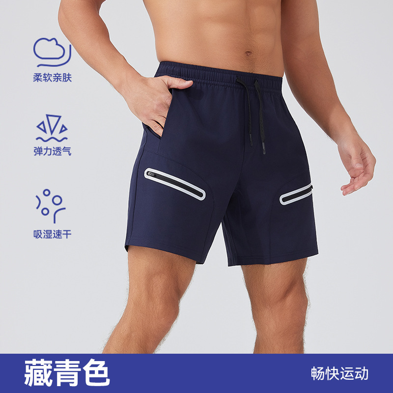 Nuevos pantalones cortos deportivos para hombres corriendo pantalones de fitness de verano pantalones de entrenamiento de tiras reflectantes sueltas pantalones de entrenamiento transpirables y secos pantalones cortos casuales