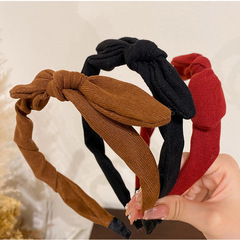 Korean Dongdaemun Plain Color Flocked Bow Hair Scrunchie for Women, Versatile for Outdoors, Anti-Slip Hair Accessory and Headwear