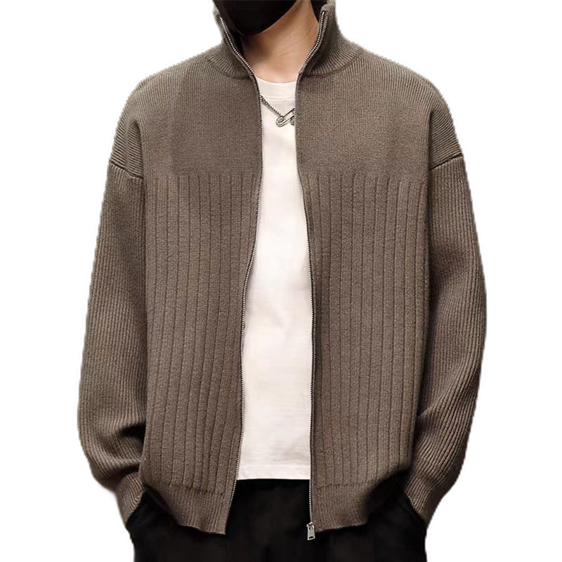 Explosiones transfronterizas de tamaño grande europeo Cardigan suéter de punto hombre chaqueta de color sólido chaqueta de fábrica de marea al por mayor