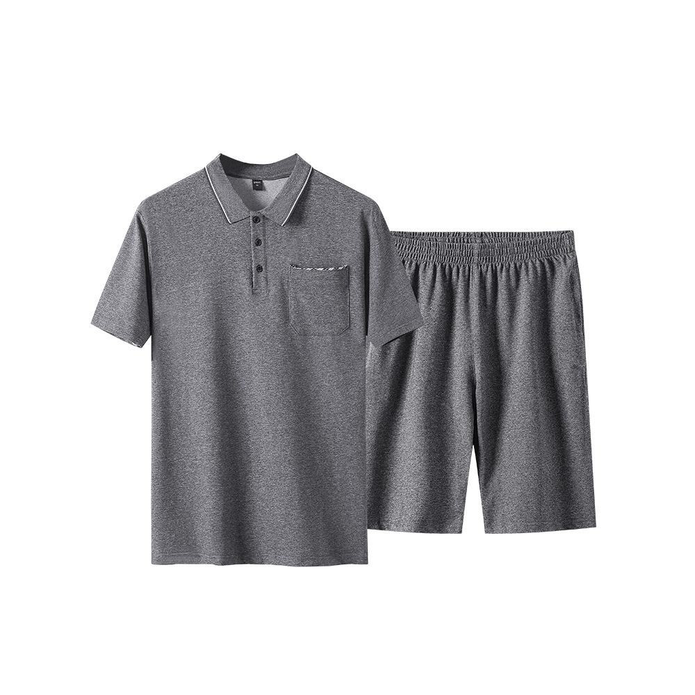 Trajes casuales de mediana edad para hombres, trajes deportivos sueltos de verano para hombres, ropa de polo casuales de dos piezas, pantalones cortos