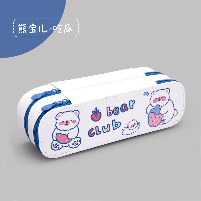 Caja de lápices de alta apariencia creativa de gran capacidad de lienzo de doble capa caja de lápices Escuela Secundaria secundaria primaria niños y niñas caja de papelería al por mayor