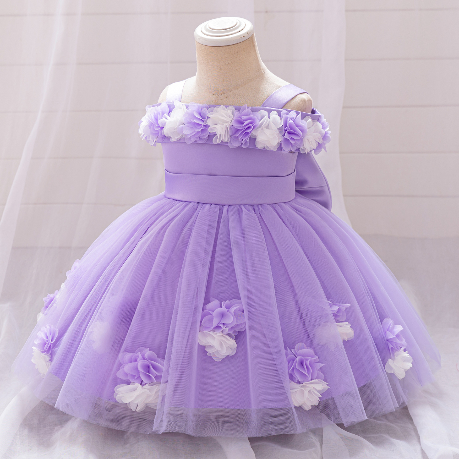 2026 nuevo vestido de niña decal vestido de princesa de malla princesa de niña pequeña princesa de verano vestido