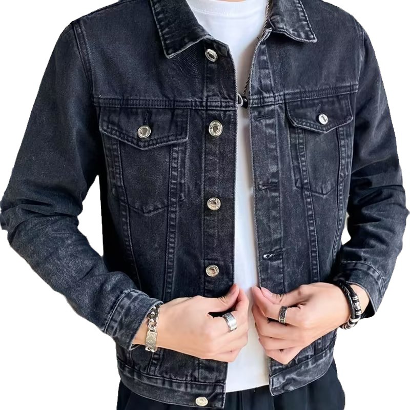 Abrigo de mezclilla para hombre 2023 Otoño Nuevo Negro Primavera y otoño Chaqueta de mezclilla para hombre americano Chaqueta de trabajo para hombre