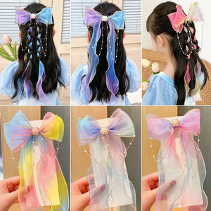 Snow and ice colors hair girl hairpin princess and lovely sweet bowknot steamer hairpin horsetail does not hurt hair headwear