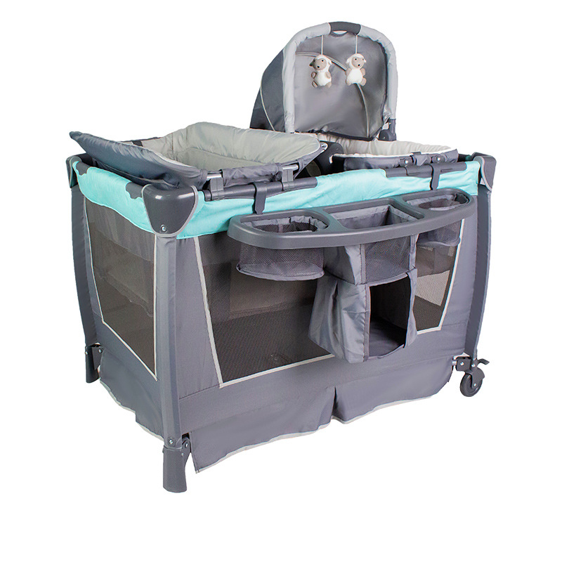 Ventas transfronterizas de pañales de cama multifuncional, mesa de cuidado de bebés, doble mesa, fábrica de cama de bebé al por mayor, móvil