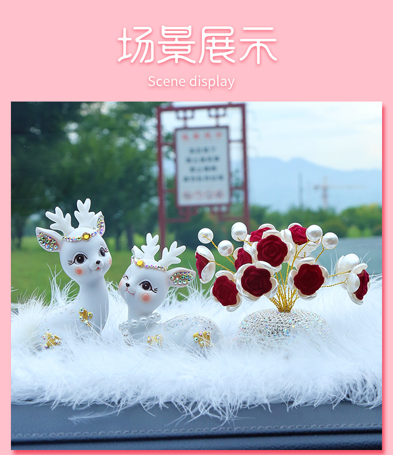 New Car Interior Decoration Ornament: "Safe Journey" Deer, High-End Goddess Dashboard Cloud Deer for Vehicles
