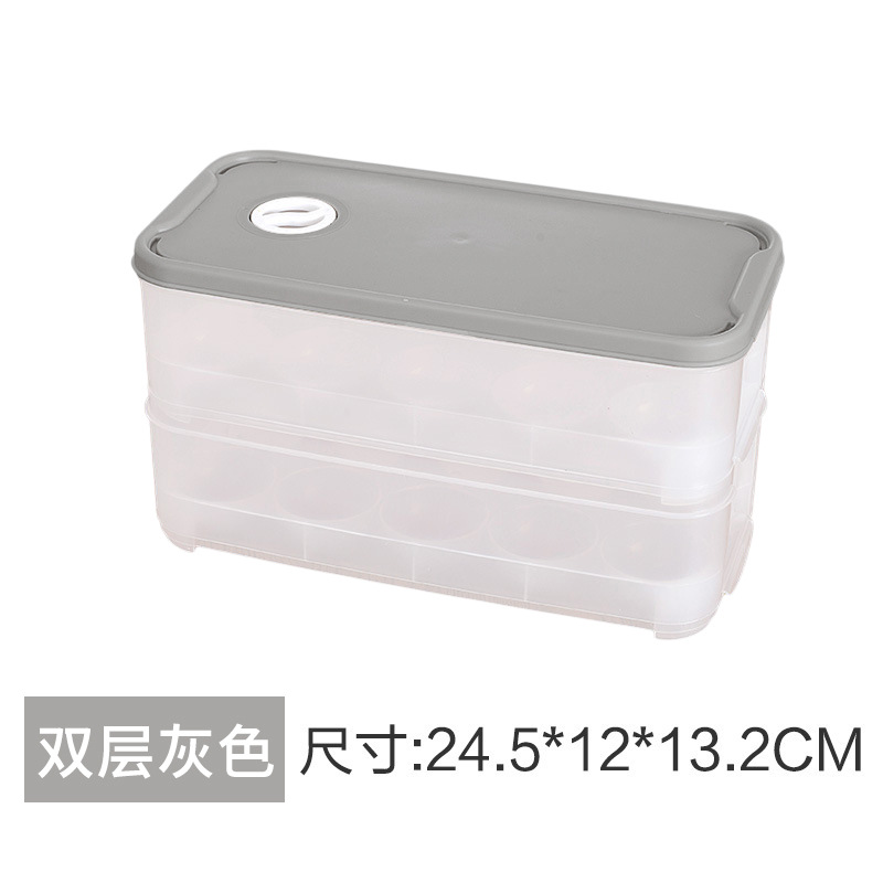 Caja de huevos de doble capa de cocina apilable estante de huevos a prueba de polvo caja refrigerada de alimentos con tapa caja de almacenamiento de refrigerador