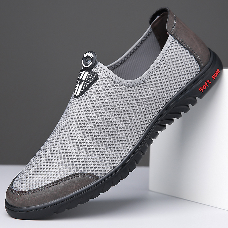 Wholesale men's shoes summer casual shoes pedal mesh breathable mesh surface fly woven cross-border men's running sneaker