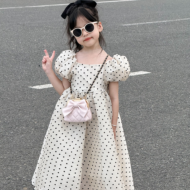 Bolso para niños coreano nuevo estilo comercio exterior rombo bordado clip bolso de hombro para niñas bolso de mensajero para niños con lazo dulce