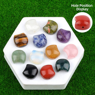 2309-Horizontal Hole Faceless Cat Head Loose Beads Natural Rose Quartz Amethyst Tiger Eye Cat DIY Bracelet Necklace Accessories