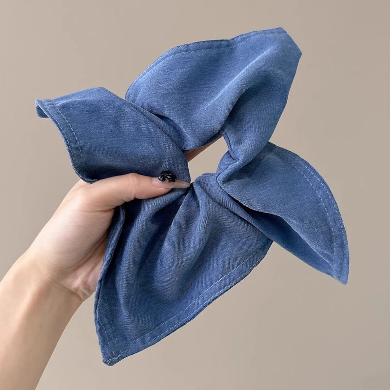 Otoño y invierno retro toallas azules de vaqueros anillo de pelo coreano estilo coreano de tela de alta elasticidad adornos de pelo de cola de caballo de alta calidad cuerda de pelo