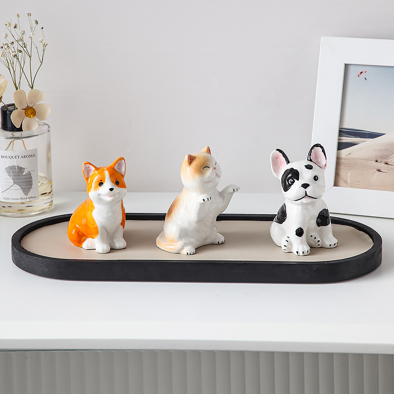 Cerámica lindo de moda mascota hecha a mano muñeca juguete Shiba Inu gato perro modelo decoración regalo al por mayor