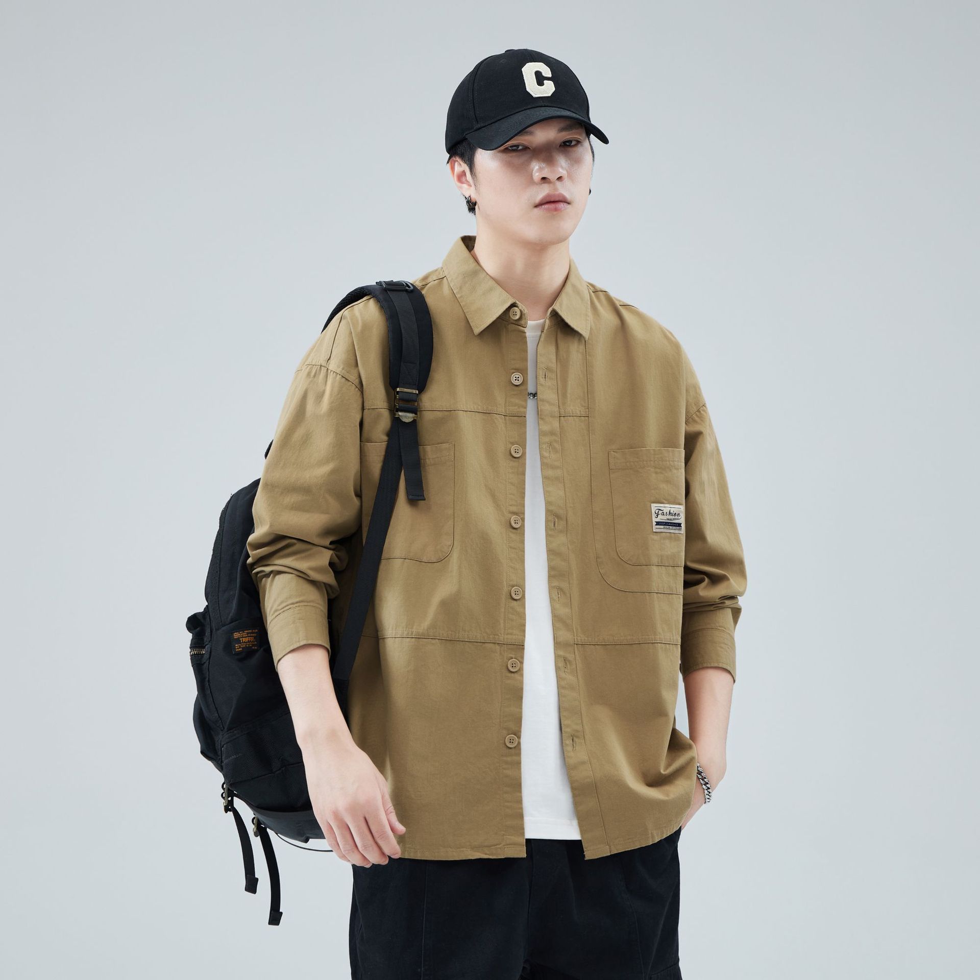 Camisas personalizadas exclusivas para hombres primavera y verano algodón de manga larga casual de hombre de alto nivel de algodón con solapa americana