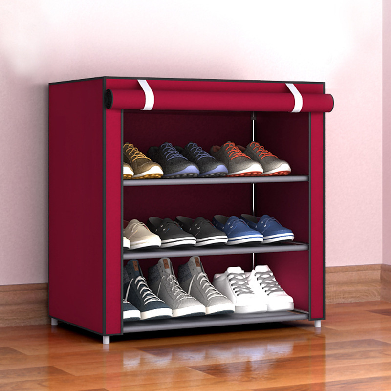 F simple gabinete de zapatos a prueba de polvo doméstico tela de almacenamiento rack de zapatos multicapa rack de almacenamiento de zapatos artefactos de zapatos image 8