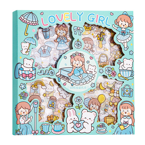 100 pieces of pet handbook stickers girl heart cute girl children sticker set handbook tape collage material stickers