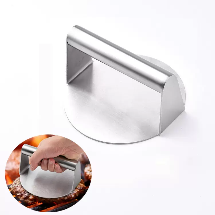 304不锈钢一体圆形汉堡压肉器铁板烧压板家用压肉饼器汉堡压肉板