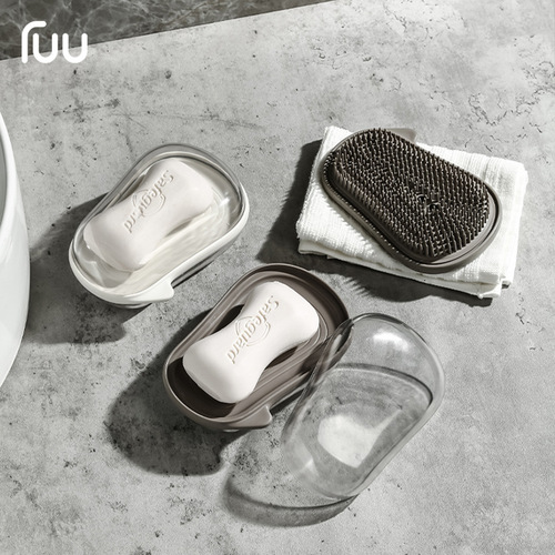 Double-layer soap box clothes brush drain with lid creative light luxury soap box travel portable student dormitory home large size