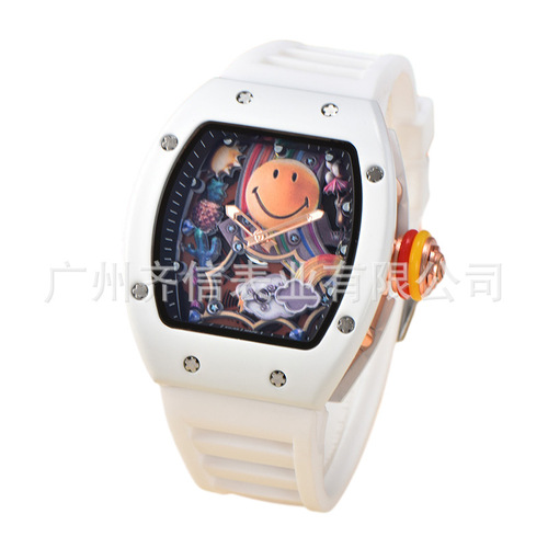 Men's watch hollow trendy fashionable ceramic watch hollow Japanese and Korean style men's quartz watch men's watch