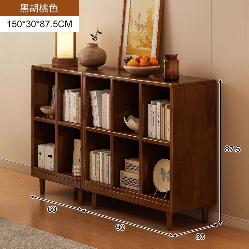 Estantería de madera maciza, cajones de piso a techo, armarios de sala de estar, armarios de rejilla combinados contra la pared, estantes de almacenamiento, estanterías cortas integradas