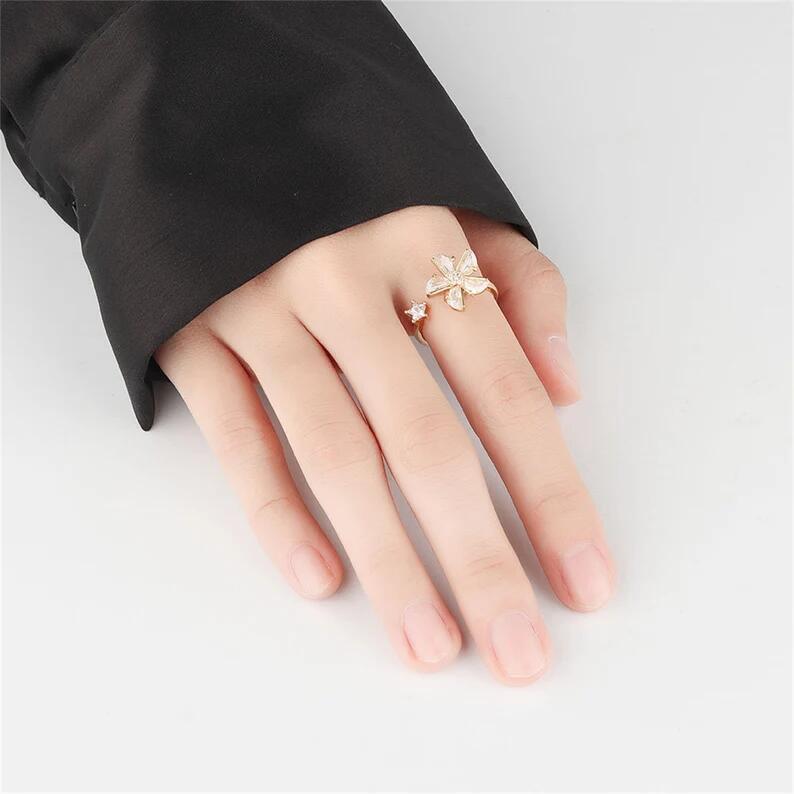 Fashion Geometric Copper Diamond Zircon Rings