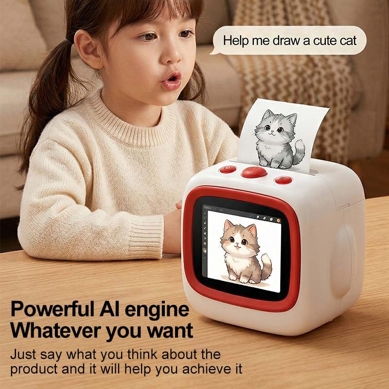 Mini Impresora Térmica para Niños 2.4 Pulgadas con Pantalla, Impresión Térmica