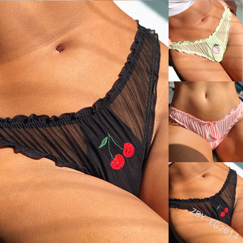 Factory wholesale: New stylish sexy lace-trimmed, seamless, low-rise, transparent mesh women's panties—perfect for cross-border markets.