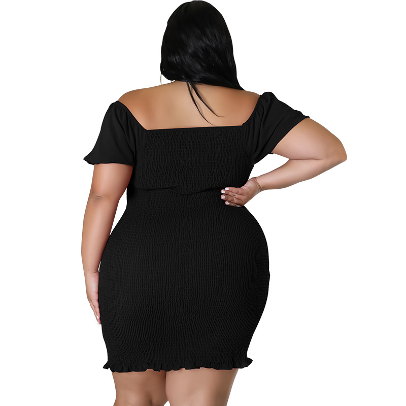 MY978 plus Size Women's Summer Off-Shoulder Bodycon Dress European American Style Regular Thickness All Pieces Included_ecoleips.com