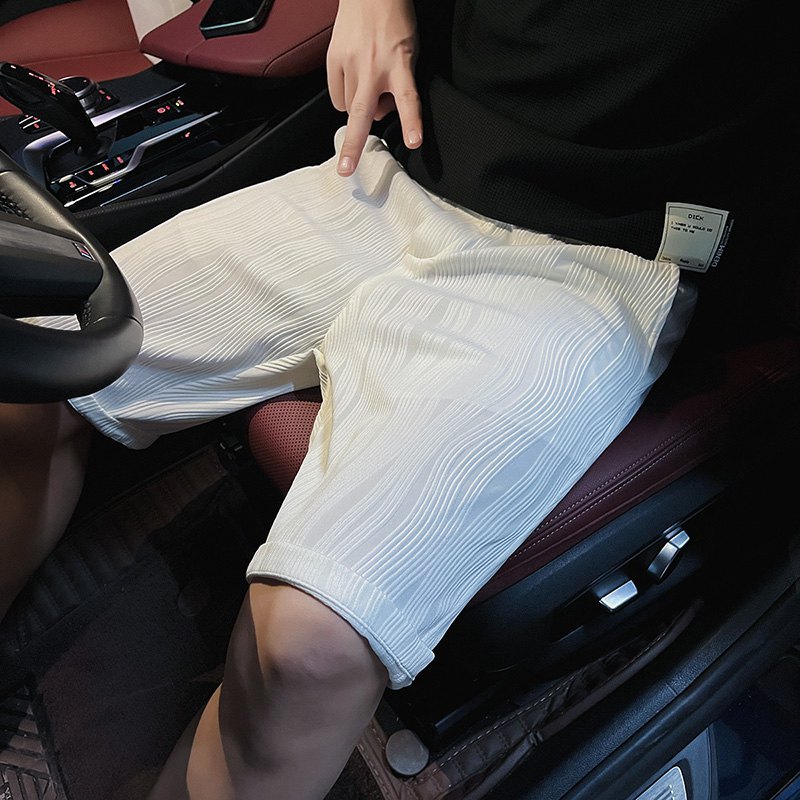 Eisseiden-Shorts, Sommer, dünnes Modelabel, lockere Fünf-Punkt-Herren-Casual-Strand-Shorts, mittlere Hosen für den Außenbereich_voghion.com