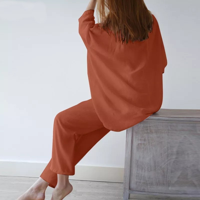 Women's Trendy Solid Color Matching Set Loose Oversized Style Casual Fashion Two‑Piece Outfits_ecoleips.com