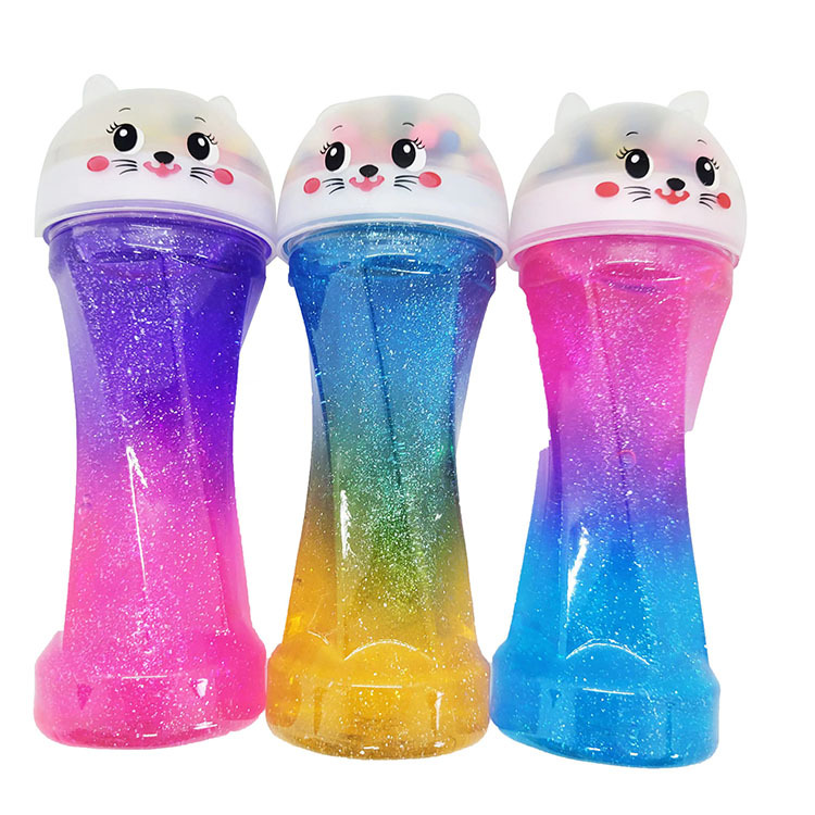 Cruz-frontera de los niños cristal de barro burbuja soplado gradiente perla colorido cristal barro espuma pegamento delgado ventas directas de la fábrica