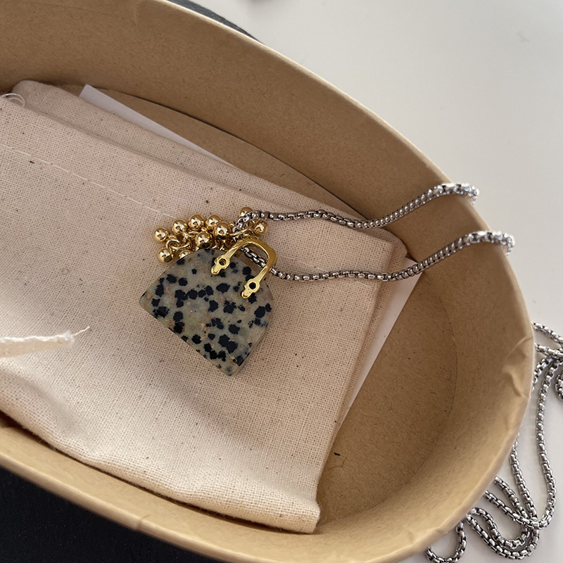 All Seasons Season Vacation Classic Style Geometric Tiger Eye Titanium Steel Obsidian Cord String Pendant Necklaces Wholesale