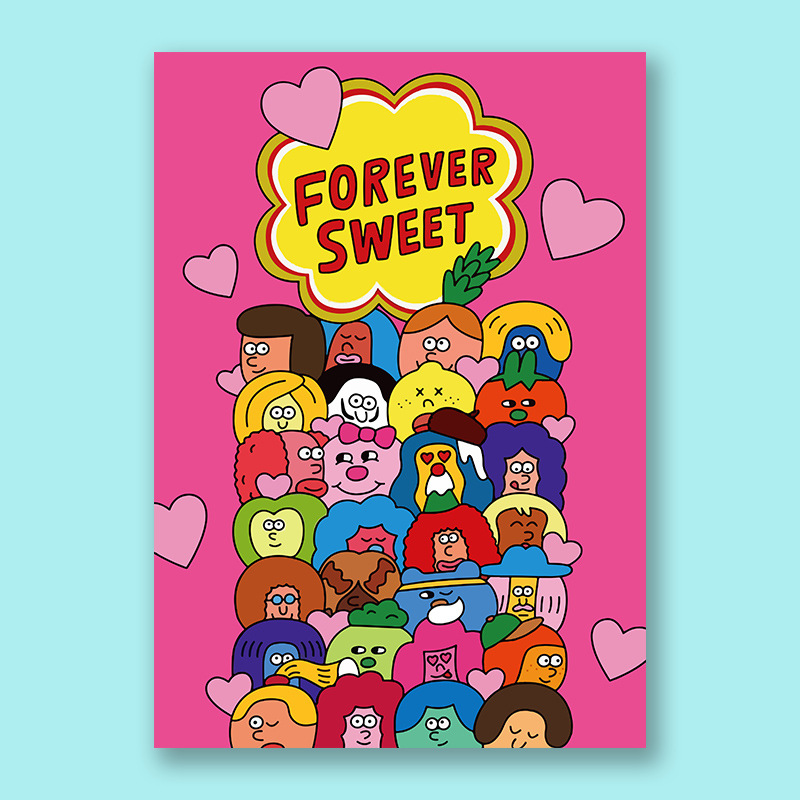 Ins Korean celebrity-style illustration cute cartoon-style wall painting, niche literary desktop wall painting magazine