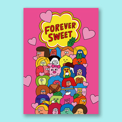 Ins Korean celebrity-style illustration cute cartoon-style wall painting, niche literary desktop wall painting magazine