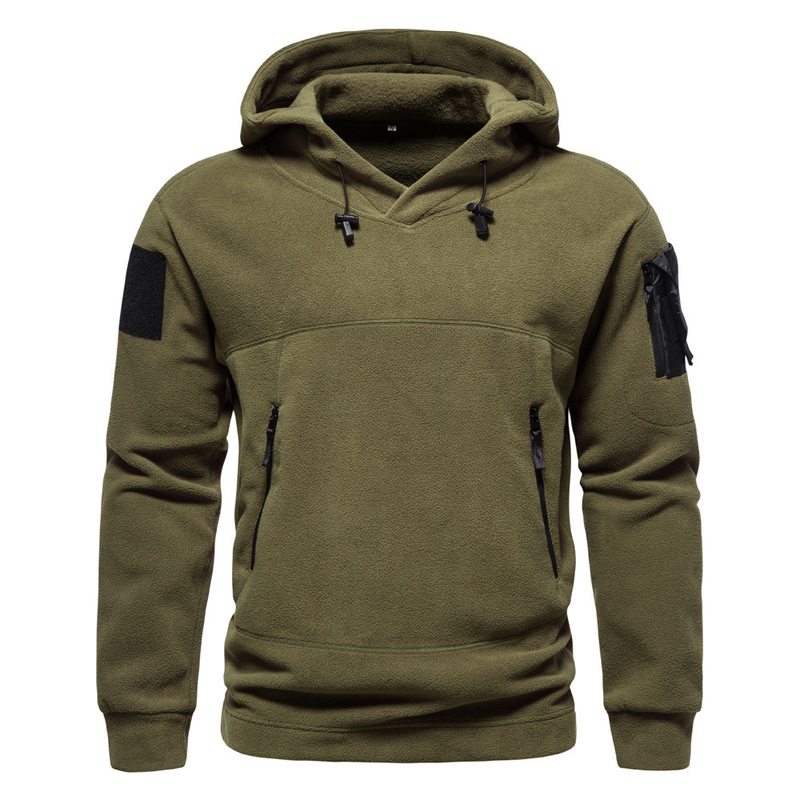 2024 Foreign Trade Outdoor New Hooded Tactical Men's Sweat Fleece Hooded Pullover Casual Sweat Jacket