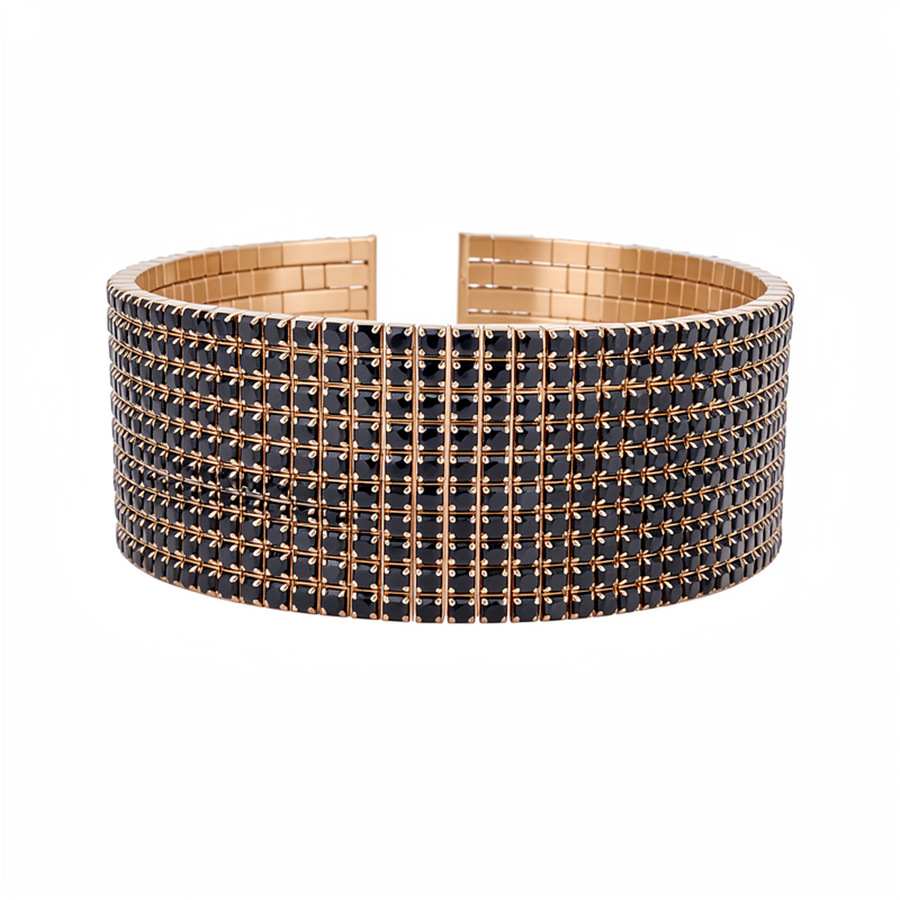 Brazalete de apertura elástica redonda multicapa de diamantes estilo europeo y americano temperamento exagerado pulsera ligera de lujo nicho joyas de mano para mujeres