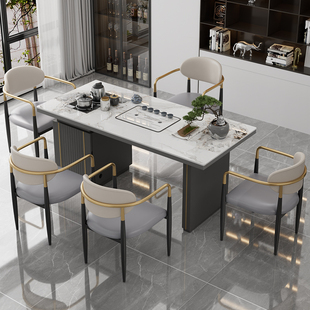 Light Luxury, Simple and Modern Slate Tea Table and Chair Combination Balcony Kettle Integrated Office Slate Small Tea Table Coffee Table