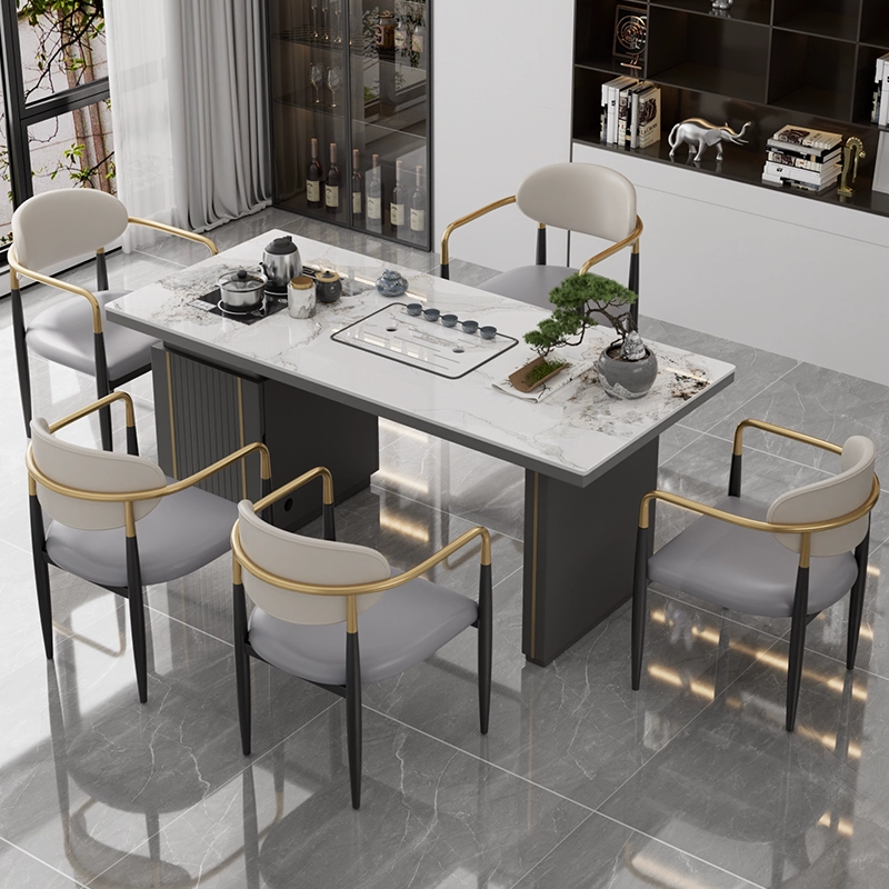 Легкая роскошь, простой и современный чайный столик и стул из сланца, комбинированный чайник для балкона, встроенный офисный маленький чайный столик из сланца, журнальный столик