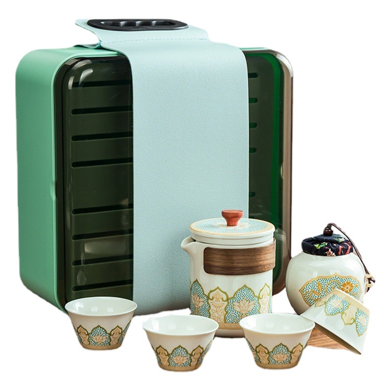 New High-grade Ceramic Tea Set suit Outdoor Portable Travel Tea Set suit Business Accompanying Ceremony Kung Fu Tea Set