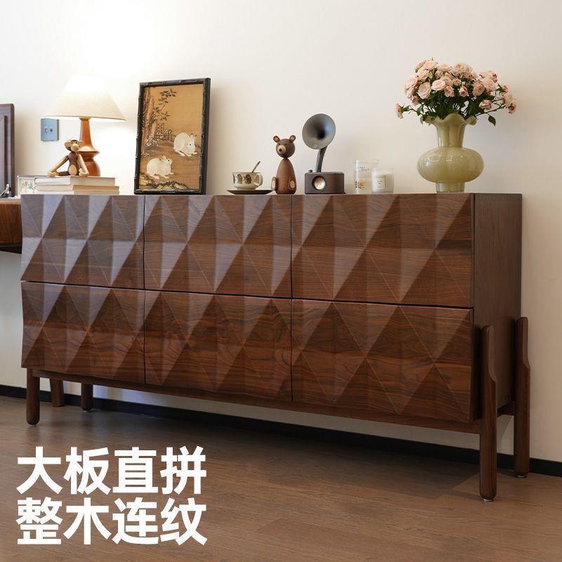 América del Norte armario de diamante negro de nuez seis taquillas armario de almacenamiento muebles modernos cajones de madera sólida sala de estar dormitorio