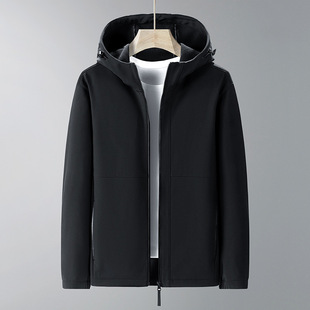 Soft shell men's sports outdoor 2023 Spring and Autumn New plus size windproof waterproof hooded jacket jacket 88152