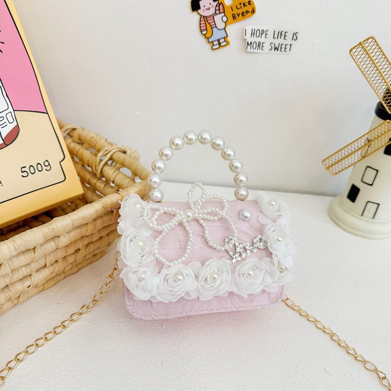 Nuevo bolso infantil súper lindo, niña pequeña, bolsa de perlas, chica encantadora, princesa encantadora, viento de encaje