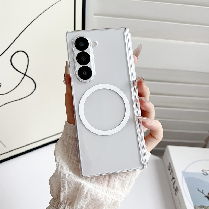 Samsung Z Fold7 中心軸折りたたみ磁気電話ケース Fold6 アイスミストアイスクリスタル透明落下防止保護カバーに適しています。|undefined